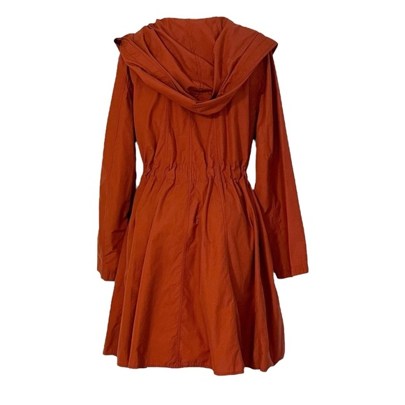 Eileen Fisher Hooded Lightweight A-Line Coat Jacket Red Orange SZ M - Picture 5 of 7